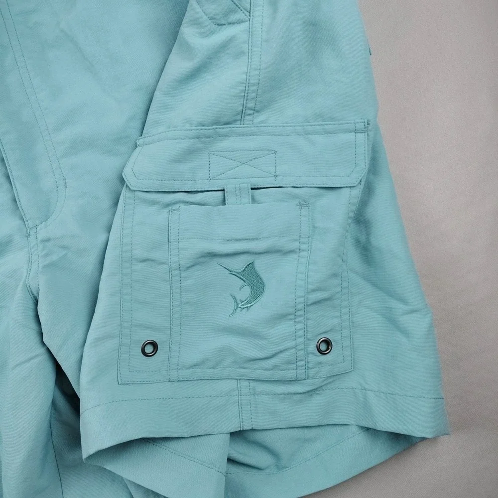 Reel Legends Bonefish Performance Cargo Shorts Mens XXL Lt Teal 7.5